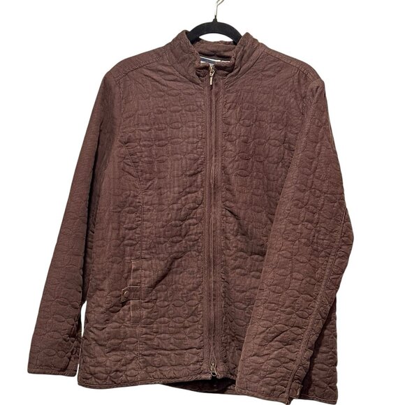 Y2K Unbranded Dark Chocolate Brown Quilted Corduroy Jacket Womens size Large - Picture 2 of 11